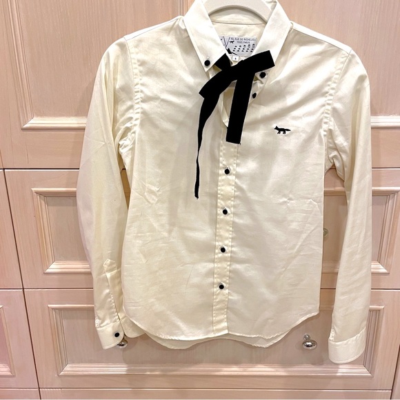 Maison Kitsuni button down shirt with bow. - Picture 1 of 7